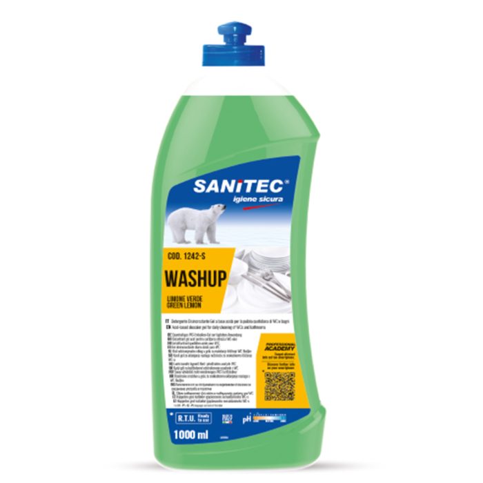 WASHUP LIMONE VERDE SANITEC 1l - Deterdžent za ručno pranje posuđa